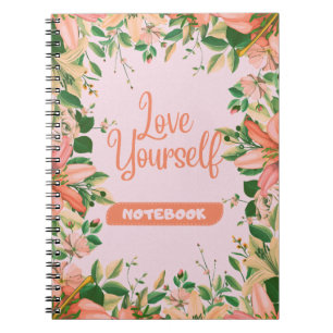 Cuaderno Un patrón floral con texto de amor propio
