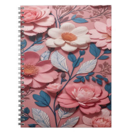 Cuaderno Un patrón floral de fondo rosa