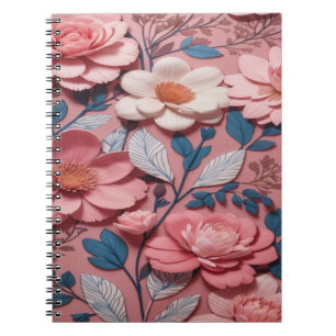 Cuaderno Un patrón floral de fondo rosa