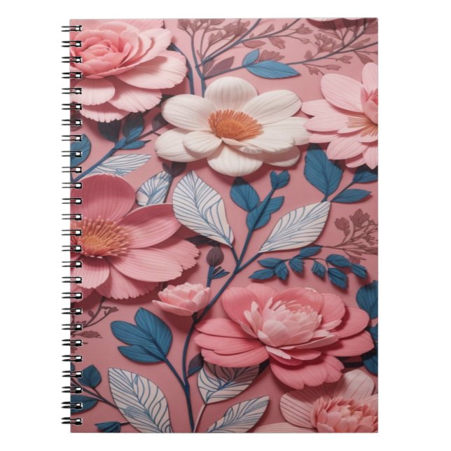 Cuaderno Un patrón floral de fondo rosa (Frente)