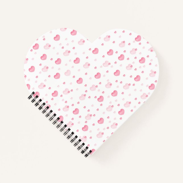 Cuaderno Un patrón suave y romántico con corazones rosa pas (Anverso)
