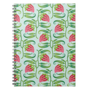 Cuaderno un patrón veraniego sin soldadura con fresas 
