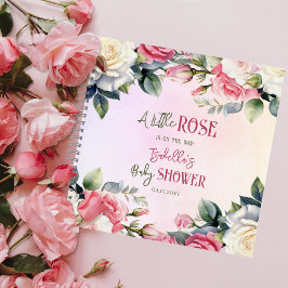 Cuaderno Un pequeño Rosa Chica floral Baby Shower Guest Boo