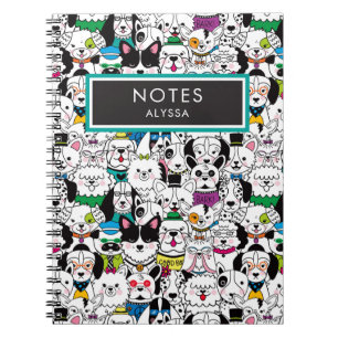 Cuaderno Un perro divertido y personalizado que engendra co