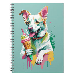 Cuaderno Un perro feliz comiendo un helado