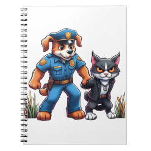 Cuaderno un perro policía y un gato malo - humor