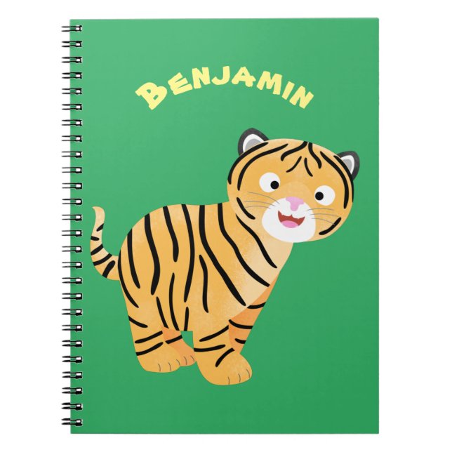Cuaderno Un personalizado feliz del cachorro de tigre (Frente)