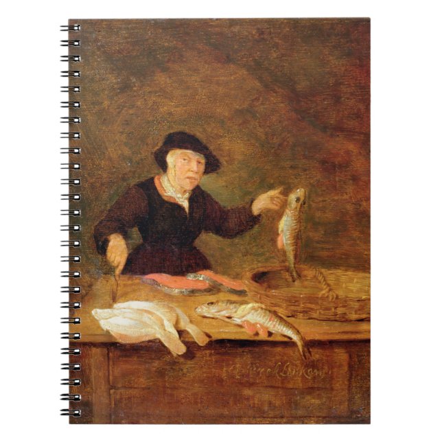 Cuaderno Un pescadero, c.1667 (aceite en el panel) (Frente)