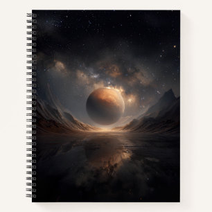 Cuaderno Un planeta Marte rodeado de estrellas titilando