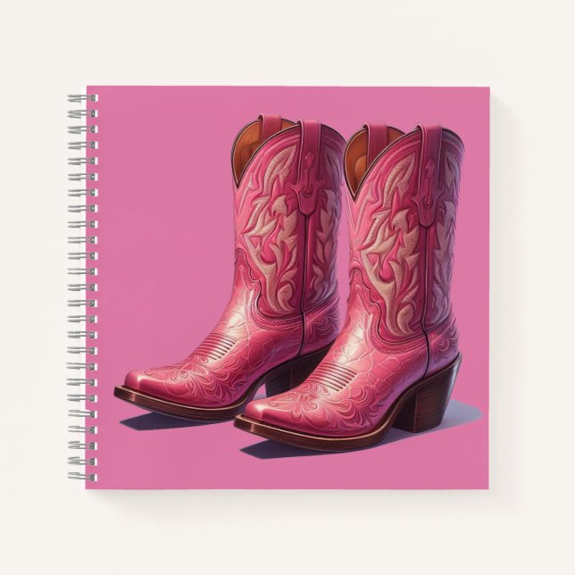 Cuaderno Un portátil con botas rosas. (Anverso)