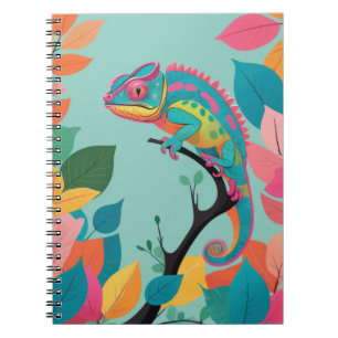 Cuaderno Un portátil único con un vibrante camaleón