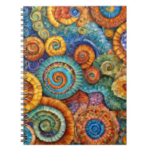 Cuaderno Un portátil vibrante con diseño de mosaico espiral