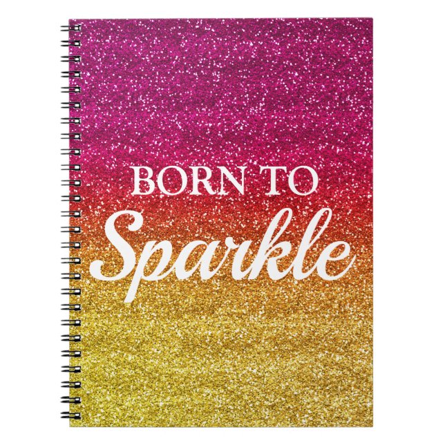 Cuaderno Un Purpurina rosa y amarillo oscuro que parca nace (Frente)