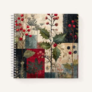 Cuaderno Un Remiendo Rústico de Invierno de Bayas de Acebo