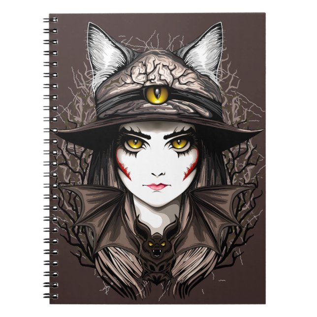 Cuaderno Un retrato cursi de bruja de Gato de Brujas Hallow (Frente)