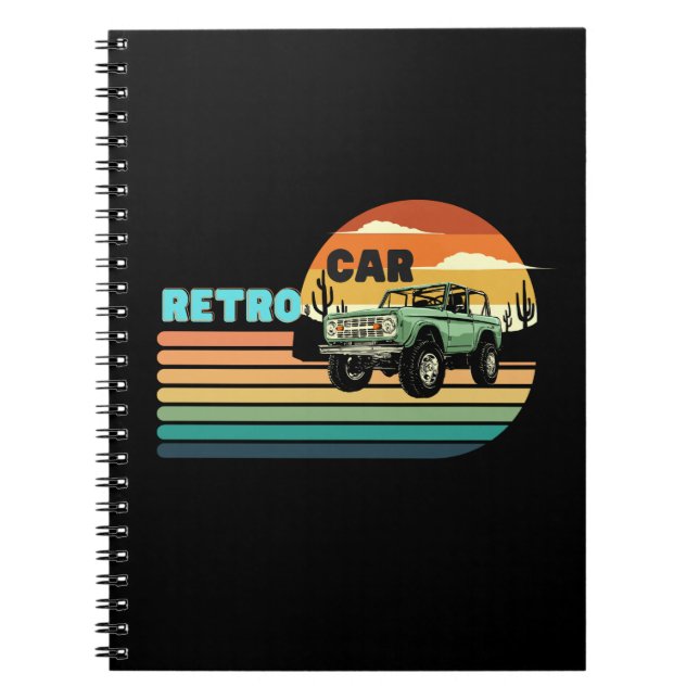 Cuaderno Un retro negro con auto (Frente)