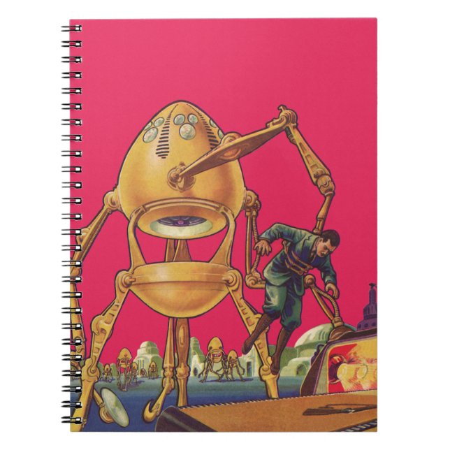 Cuaderno Un robot de ciencia ficción vintage Alien captura  (Frente)