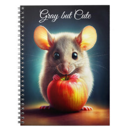 Cuaderno Un roedor diminuto y adorable que sostiene manzana