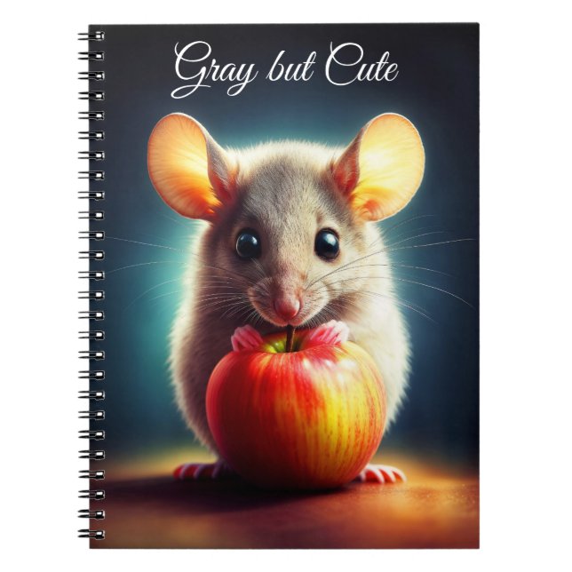 Cuaderno Un roedor diminuto y adorable que sostiene manzana (Frente)