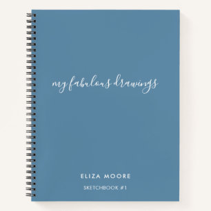 Cuaderno Un Sketchbook personalizado azul moderno Su nombre