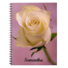 Cuaderno Un solo bloc de notas en espiral de rosa blanca