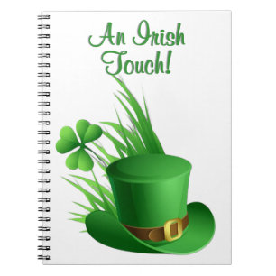 Cuaderno Un toque irlandés sombrero de duende en hierba
