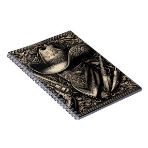 Cuaderno Un vaquero escarpado en un gorra atormentado, blan