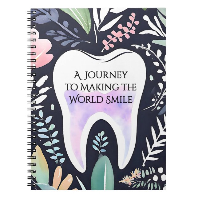 Cuaderno Un viaje a sonreír: Regalo de Boho Floral Dental (Frente)