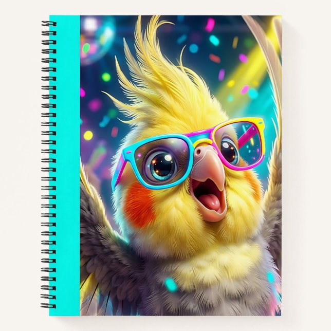 Cuaderno Un vibrante cacatúa amarillo y gris  (Anverso)