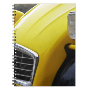 Cuaderno Un viejo Citroen 2CV 2 CV negro y amarillo, detall
