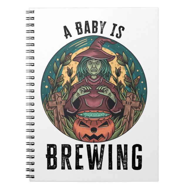 Cuaderno Una Bebé Está Brewing Bruja de Halloween (Frente)