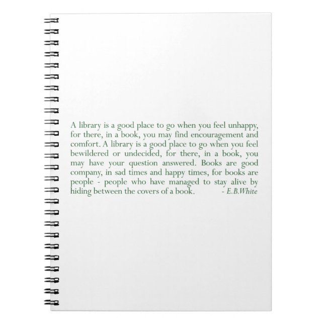 Cuaderno Una biblioteca es un buen lugar… (E.B. White) (Frente)
