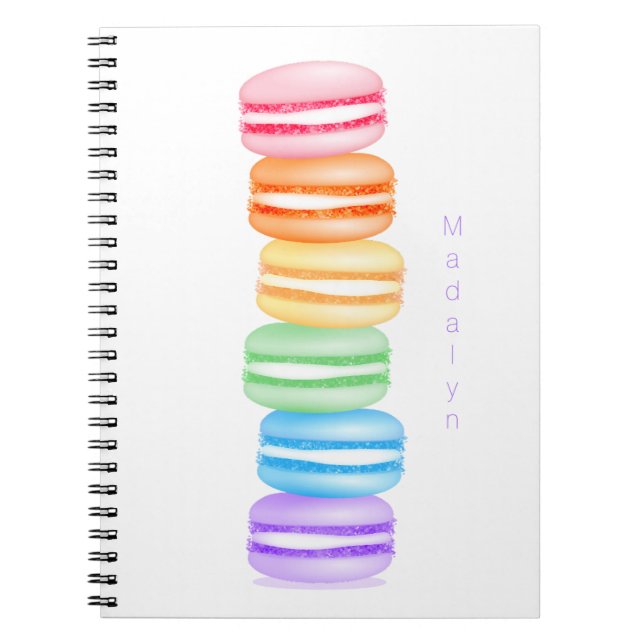 Cuaderno una bonita pila de colores de macarones personaliz (Frente)