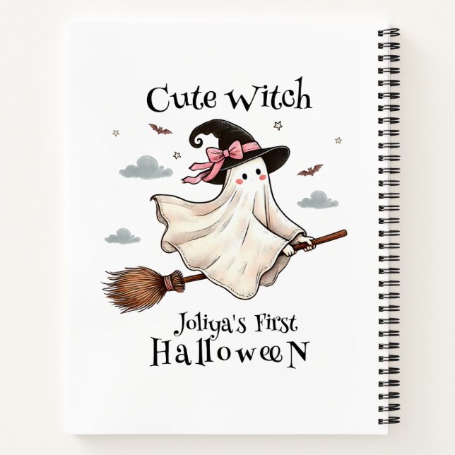 Cuaderno Una bruja simple y elegante primero de Halloween (Reverso)