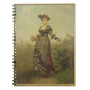 Cuaderno Una cosecha de la señora florece en un paisaje (e