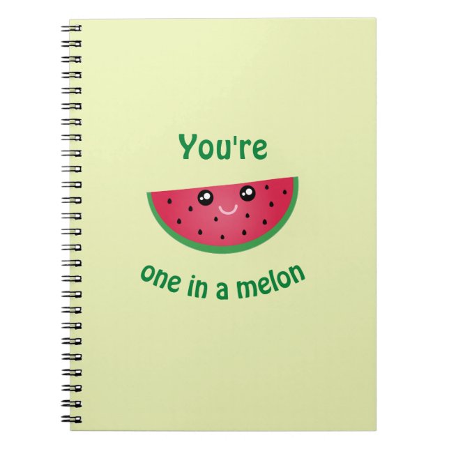 Cuaderno Una en una melena divertida de melón kawaii (Frente)