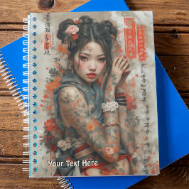 Cuaderno Una fascinante belleza japonesa al estilo vintage