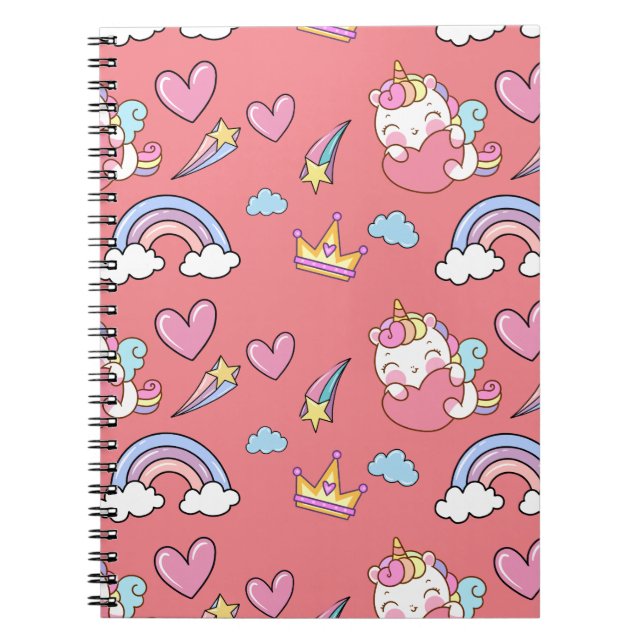 Cuaderno Una fiesta de cumpleaños de unicornio de arcoíris  (Frente)