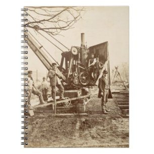 Cuaderno Una grúa del vapor en funcionamiento durante el