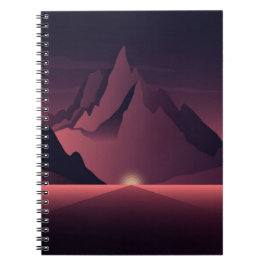 Cuaderno Una ilustración de una puesta de sol en la montaña