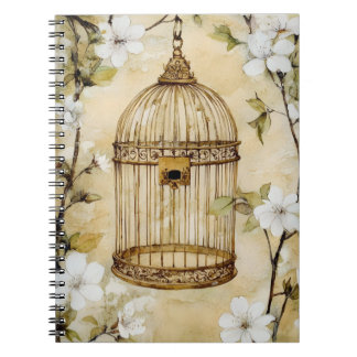 Cuaderno Una jaula para pájaros decorativa de estilo vintag