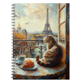Cuaderno Una mañana en París | Gato de jengibre en un café