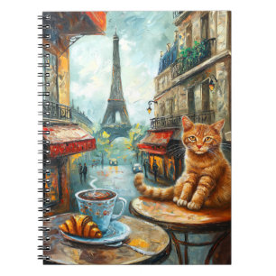 Cuaderno Una mañana en París Gato de jengibre en un café