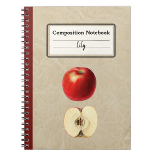 Cuaderno Una manzana roja y una composición semipersonaliza