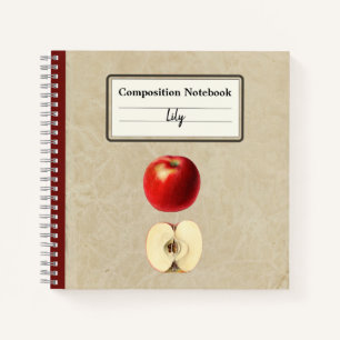 Cuaderno Una manzana roja y una composición semipersonaliza