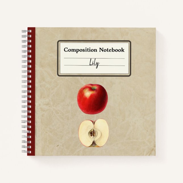 Cuaderno Una manzana roja y una composición semipersonaliza (Anverso)