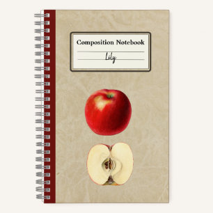 Cuaderno Una manzana roja y una composición semipersonaliza
