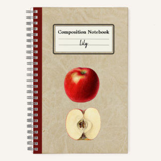 Cuaderno Una manzana roja y una composición semipersonaliza