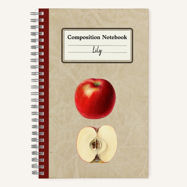 Cuaderno Una manzana roja y una composición semipersonaliza (Anverso)