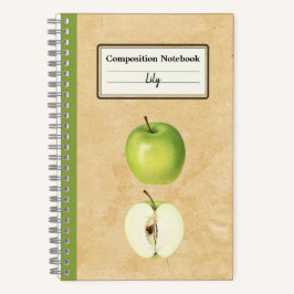 Cuaderno Una manzana verde y una composición semipersonaliz